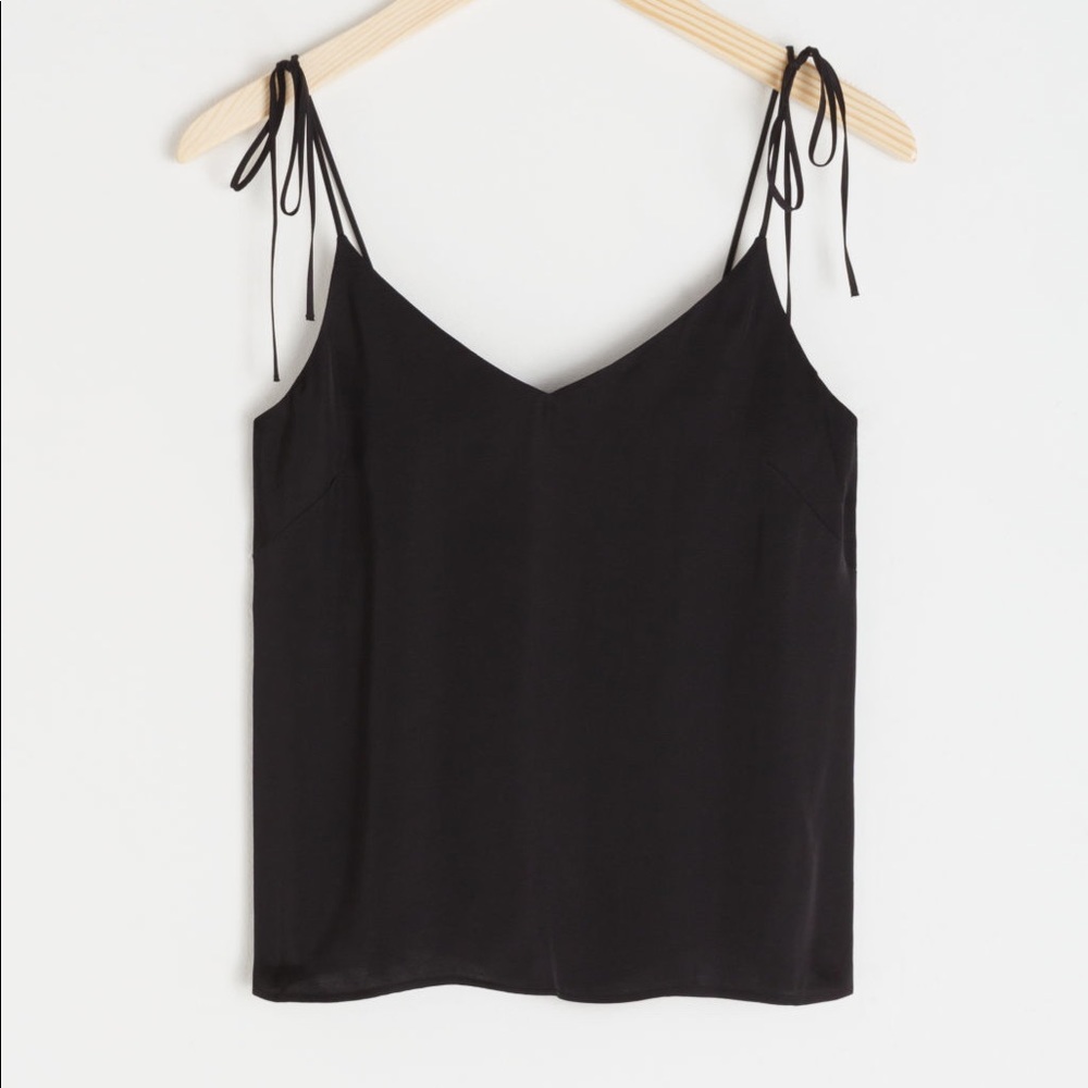 & Other Stories Black Tie Shoulder Tank Top